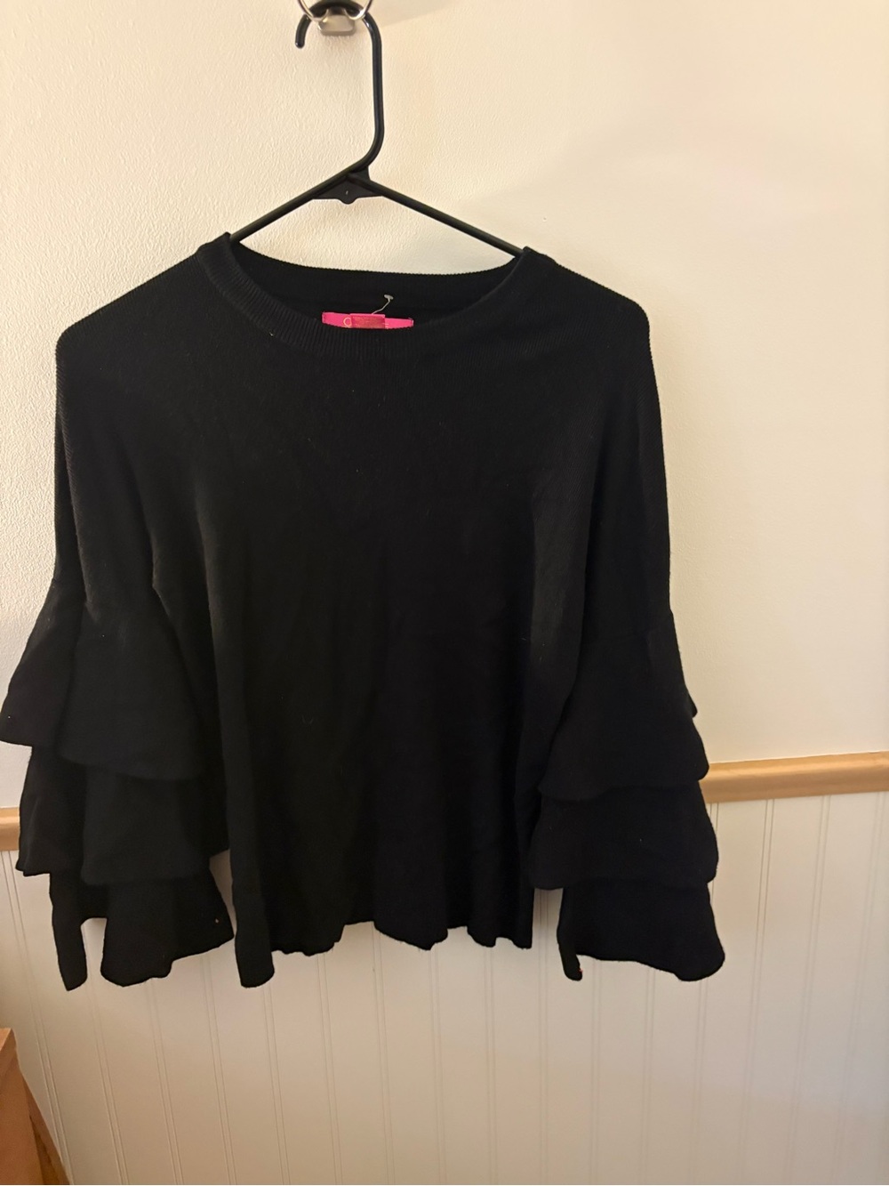 Catherine Malandrino Black Tiered Ruffle Sleeve Sweater – Women’s Small